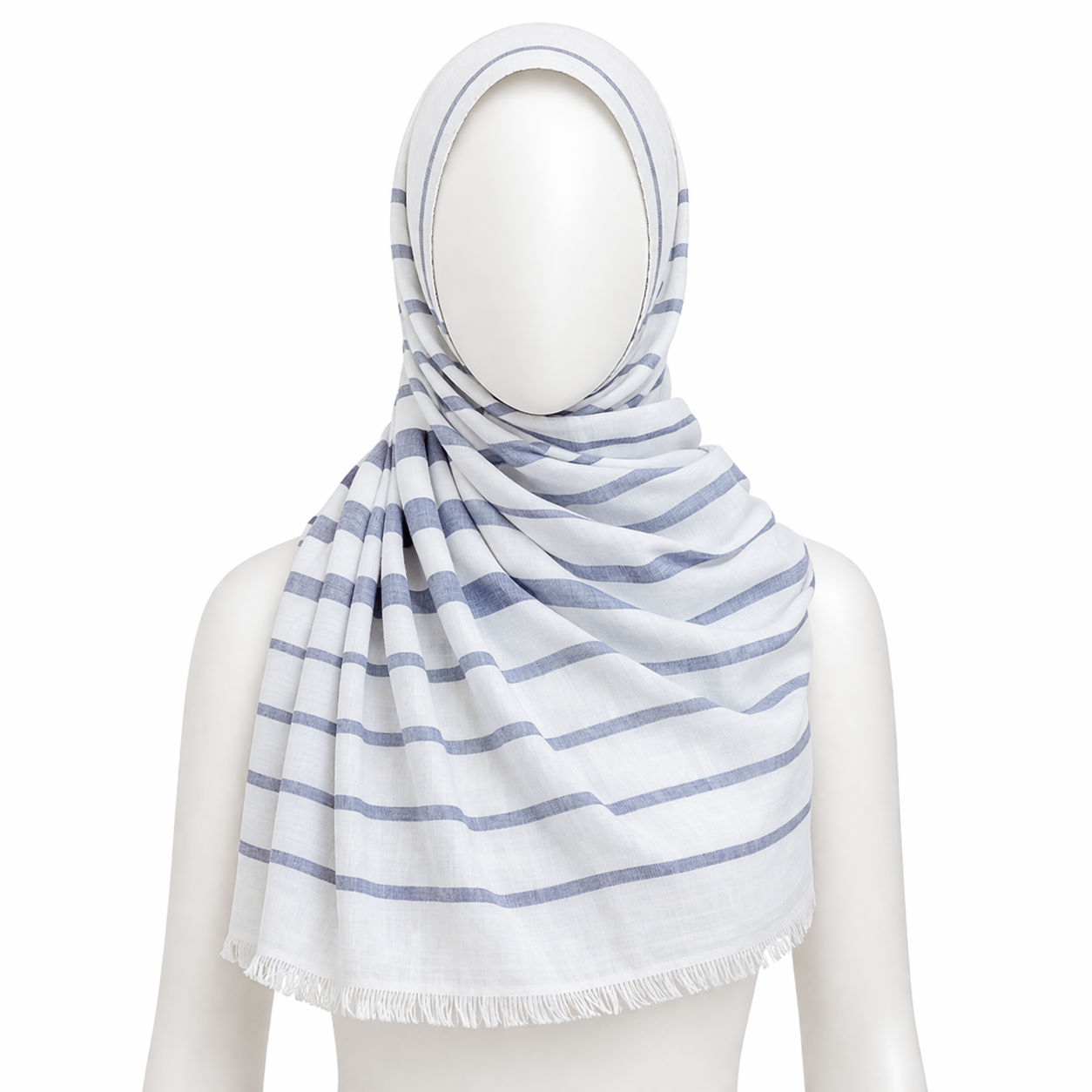 Black And White Giza Stripes Cotton Scarf
